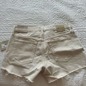 Ag Adriano Goldschmied Cream Jean Shorts Distressed High-Waisted